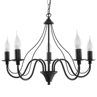 MINERWA Závěsné stropní svítidlo 5xE14 Tradiční lustr černý SOLLUX