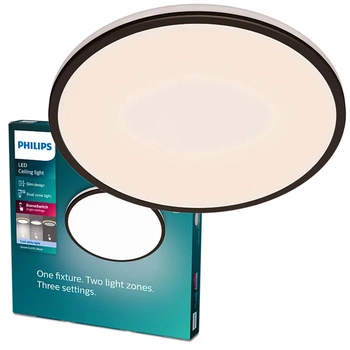 Plafond LED lampa pro povrchovou montáž OZZIET 22W 4000K 40cm černá kulatá PHILIPS