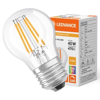 LED žárovka P45 E27 4,2W = 40W 470lm 2700K Teplá bílá FILAMENTNÍ STMÍVATELNÁ LEDVANCE