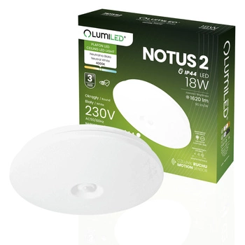 LED Plafond pro povrchovou montáž 18W NOTUS 2 Round Motion Sensor IP44 33 cm LUMILED