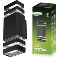 Zahradní nástěnná lampa nahoru a dolů, GU10 Černá PROTEA LUMILED