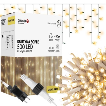 Vnitřní/venkovní světelná opona SOPLE 500LED teplá bílá 3+20m 