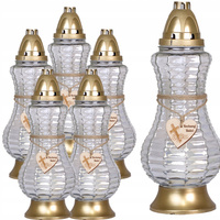 6x Skleněná svíčka na hrob milované babičky. 40 hodin. na celoroční vložku. 33 cm