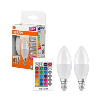 2x LED žárovka B37 Candle E14 4,9W = 40W 470lm 2700K RGBW 200° stmívatelná Pilot Retrofit Filament Osram