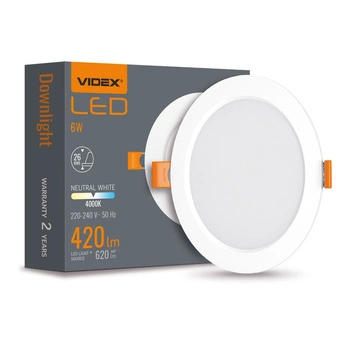LED panel Zapuštěné vestavné svítidlo 6W 620lm 4000K Neutral Videx