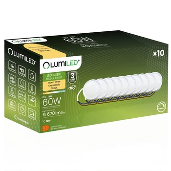 10x LED Zásuvný Modul pro Svítidla Mléčný 7W = 60W 120° 670lm 3000K Teplé Stmívatelné LUMILED