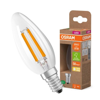 LED žárovka B35 Candle E14 1,2W = 25W 255lm 2700K Warm 330° 213lm/W CLASSIC ENERGETICKÁ ÚSPORNOST Osram