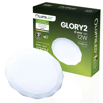 Plafond LED povrchová montáž 12W IP44 Round GLORY 2 DIAMENT 26cm LUMILED