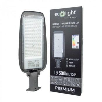 LED pouliční lampa 150W 19500lm 4000K Neutral IP65 130lm/W PREMIUM Ecolight