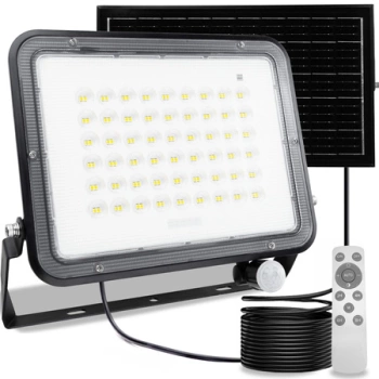 Solární halogenový reflektor LED 200W Zahradní lampa 4000K IP65 PIR senzor pohybu + dálkové ovládání FULGOR LUMILED
