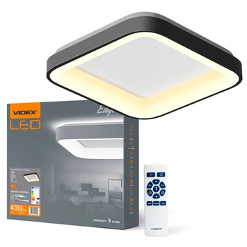 Plafond LED stropní svítidlo pro povrchovou montáž 72W 7500lm 2700-6000K CCT černá Stmívatelné + dálkové ovládání EDGE Videx