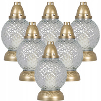 6x Skleněná svíčka s vložkou 28h Celoročně na hrob 24.5cm