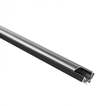Hliníkový rohový profil LED černý 2m s černým difuzorem pro LED pásky + krytky Ecolight řady R