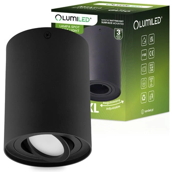 Povrchová montáž HALOGEN Spot Tuba Movable AMAT-XL GU10 Round 125mm BLACK LUMILED