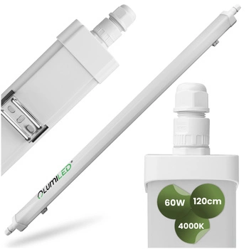 Hermetická LED dílenská lampa 120cm Garáž 60W 4000K Voděodolná TERRA LUMILED