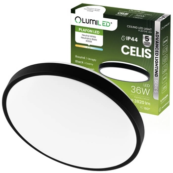 Stropní LED plafón s povrchovou montáží 36W 4000K CELIS Round IP44 Black Ring ALS LUMILED