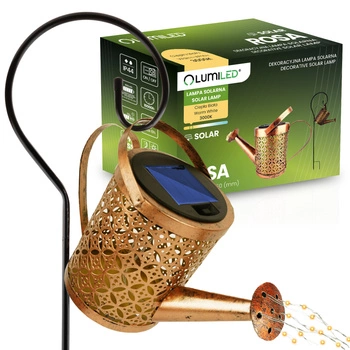 Solární LED Zahradní Lampa Zapichovací Konev ROSA Měděná IP44 3000K LUMILED