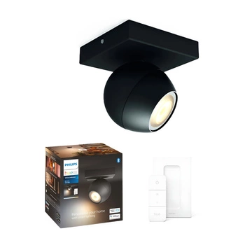 Bodové nástěnné svítidlo Buckram LED černé 5W CCT PHILIPS HUE Bluetooth + stmívač 