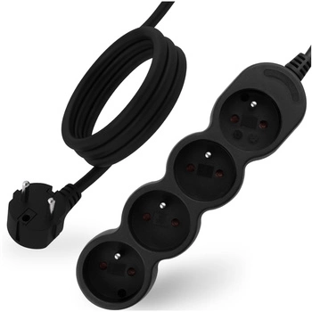 Síťový prodlužovací kabel Uzemněný napájecí pásek 4 zásuvky 1,5 m Černý kabel Lendo Lumiled