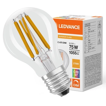 LED žárovka A60 E27 9,5W = 75W 1055lm 2700K Teplá bílá FILAMENTNÍ STMÍVATELNÁ LEDVANCE