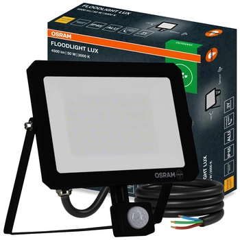LED reflektor Halogenový venkovní reflektor 50W 3000K 4500lm IP65 se senzorem pohybu a soumraku SENSOR FLOODLIGHT LUX OSRAM