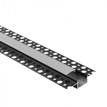 Hliníkový LED profil pro sádrokarton REGIPS široký pod omítku černý 1m s matným difuzorem pro LED pásky + krytky Ecolight řady GPS