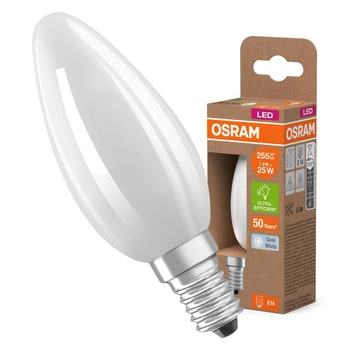 LED žárovka B35 Candle E14 1,2W = 25W 255lm 4000K Neutrální 330° 213lm/W CLASSIC ENERGETICKÁ ÚSPORNOST Osram