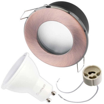 HALOGEN Hermetická sada koupelnových svítidel AQUS Copper IP44 + LED GU10 1,5W 4000K Lumiled