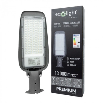 LED pouliční osvětlení 100W 13000lm 4000K neutrální IP65 130lm/W PREMIUM Ecolight
