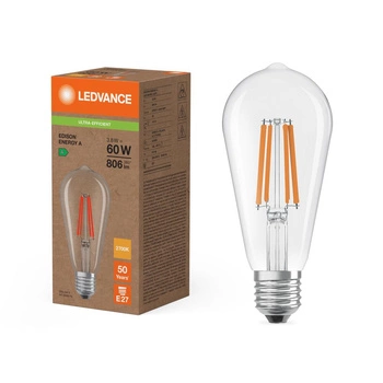 LED Edison E27 ST64 3,8W = 60W 806lm 2700K Teplá 300° žárovka Ledvance