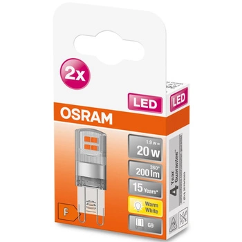 2x LED žárovka s paticí G9 1,9W = 20W 200lm 2700K teplá 300° OSRAM 