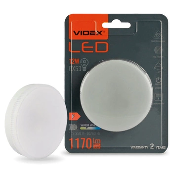 LED žárovka GX53 Reflektor 12W = 82W 1170lm 3000K Teplá 140° Videx