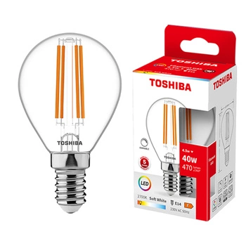 LED žárovka E14 G45 4,5W = 40W 470lm 2700K Warm Filament Stmívatelná TOSHIBA