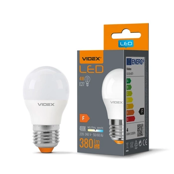 LED žárovka E27 G45 Ball 4W = 33W 380lm 4000K Neutrální 240° Videx