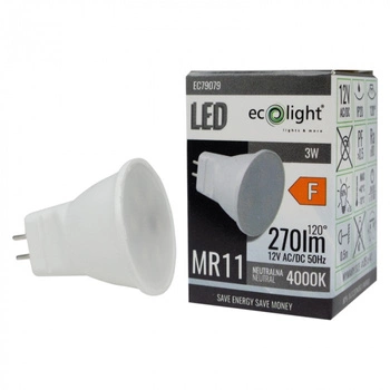 LED reflektorová žárovka MR11 3W 270lm 4000K Neutral 12V Ecolight
