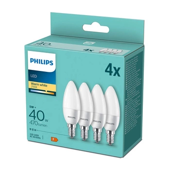 4x LED žárovka E14 B35 4,9W = 40W 470lm 2700K Warm Milk PHILIPS 