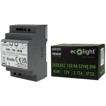 Napájení LED Premium Line 12V 45W Ecolight na lištu DIN