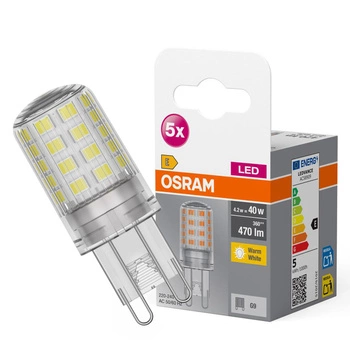 5x LED žárovka s paticí G9 4,2W = 40W 470lm 2700K Warm 300° BASE Osram