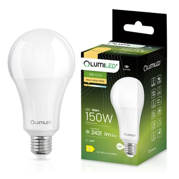 LED žárovka E27 A70 18W = 150W 2421lm 3000K Warm 260° LUMILED