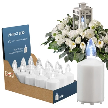 Sada 15x náplň do elektrické svíčky LED + 2 baterie R6 bílá