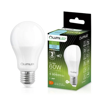 LED žárovka E27 A60 8W = 60W 806lm 6500K Cold 260° LUMILED