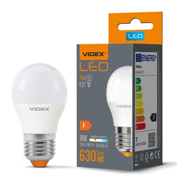 LED žárovka E27 G45 kapka 7W = 50W 630lm 3000K teplá bílá 240° Videx