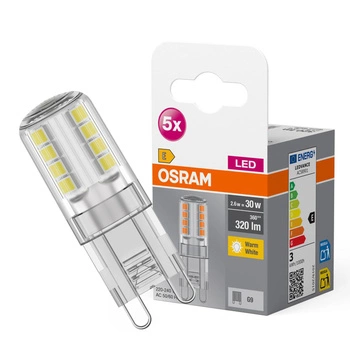5x LED žárovka s paticí G9 2,6W = 30W 320lm 2700K Warm 300° BASE Osram