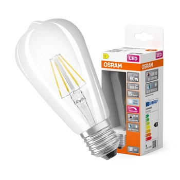 LED žárovka ST64 Edison E27 5,8W = 60W 806lm 4000K Neutrální CRI90 300° Stmívatelné vlákno SUPERSTAR PLUS CLASSIC Osram
