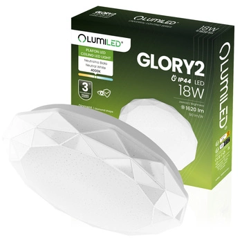 LED plafon pro povrchovou montáž 18W IP44 Round GLORY 2 Diamond 33cm LUMILED