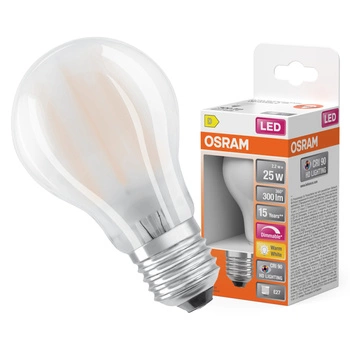 LED žárovka A60 E27 2,2W = 25W 300lm 2700K Warm CRI90 300° Stmívatelné vlákno SUPERSTAR PLUS CLASSIC Osram