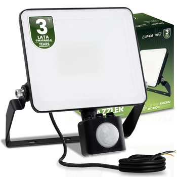 LED reflektor AZZLER 20W 2400lm 4000K IP44 Halogenová venkovní lampa se senzorem pohybu černá LUMILED