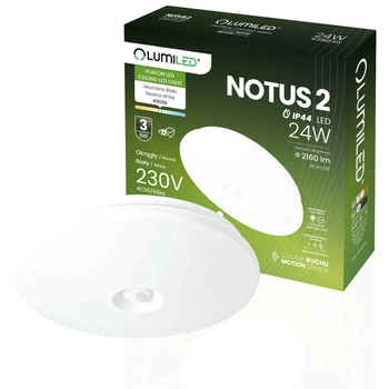 LED Plafond Povrchová montáž 24W NOTUS 2 Round Motion Sensor IP44 38 cm LUMILED