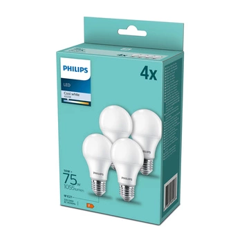 4x LED žárovka E27 A60 10W = 75W 1055lm 4000lK Neutral Milk PHILIPS 