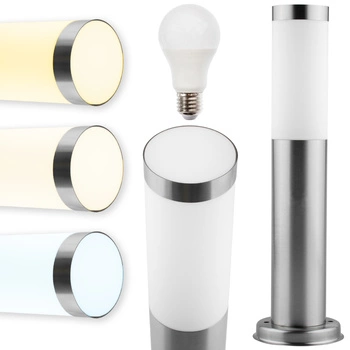 Venkovní zahradní lampa E27 INOX PIPE 45cm Lilium + LED 10W 6000K Lumiled